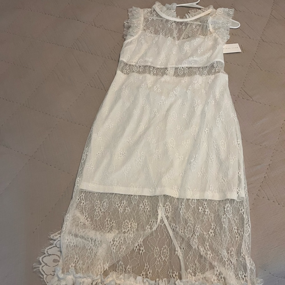 White lace midi dress